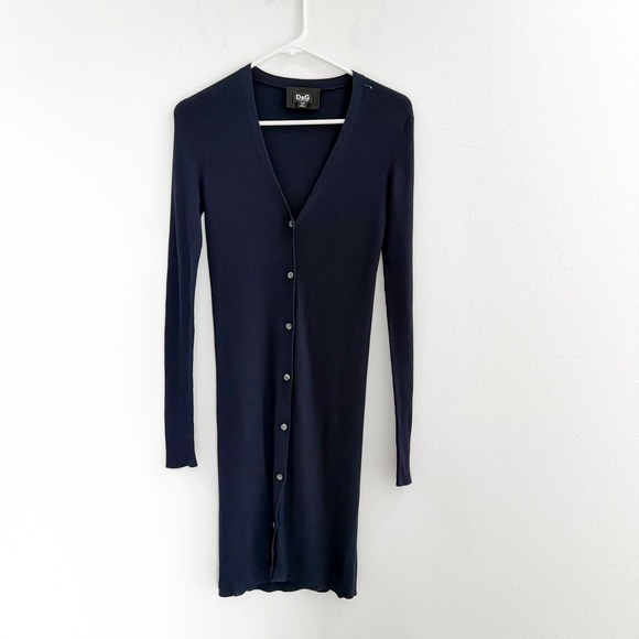Dolce & Gabbana Old Money Preppy Designer Knit Cardigan Dress Button Down S - Picture 6 of 10